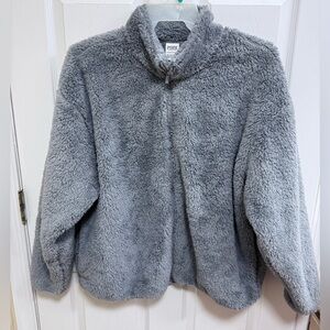 Victoria’s Secret PINK Teddy Bear Zip Up Jacket in Gray, Size XL